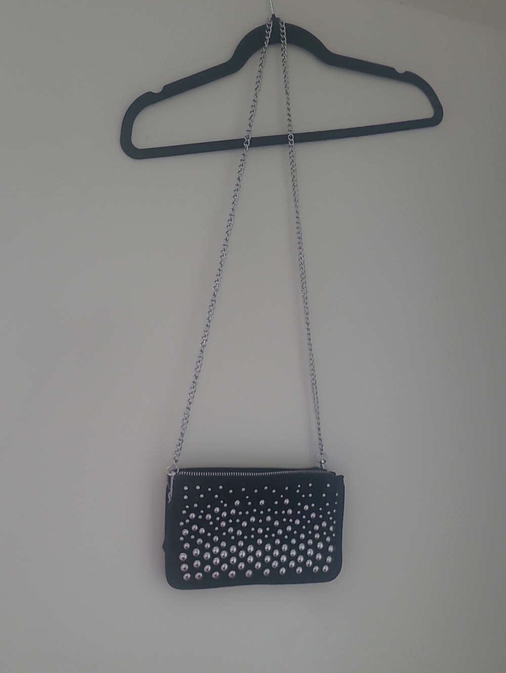 Zara Studded Black Chain Crossbody Bag - Women